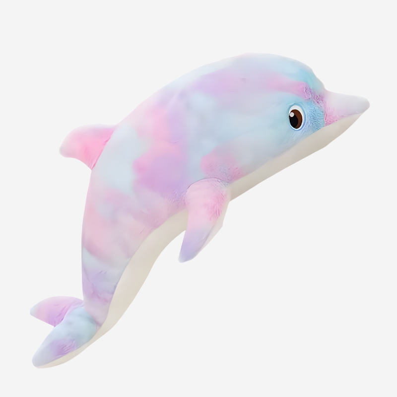 Peluche dauphin multicolore douce doudou enfant