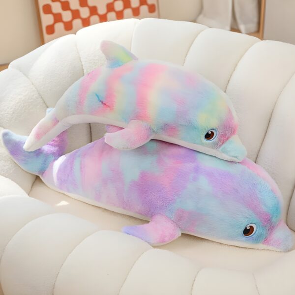 Peluche dauphin multicolore douce doudou enfant